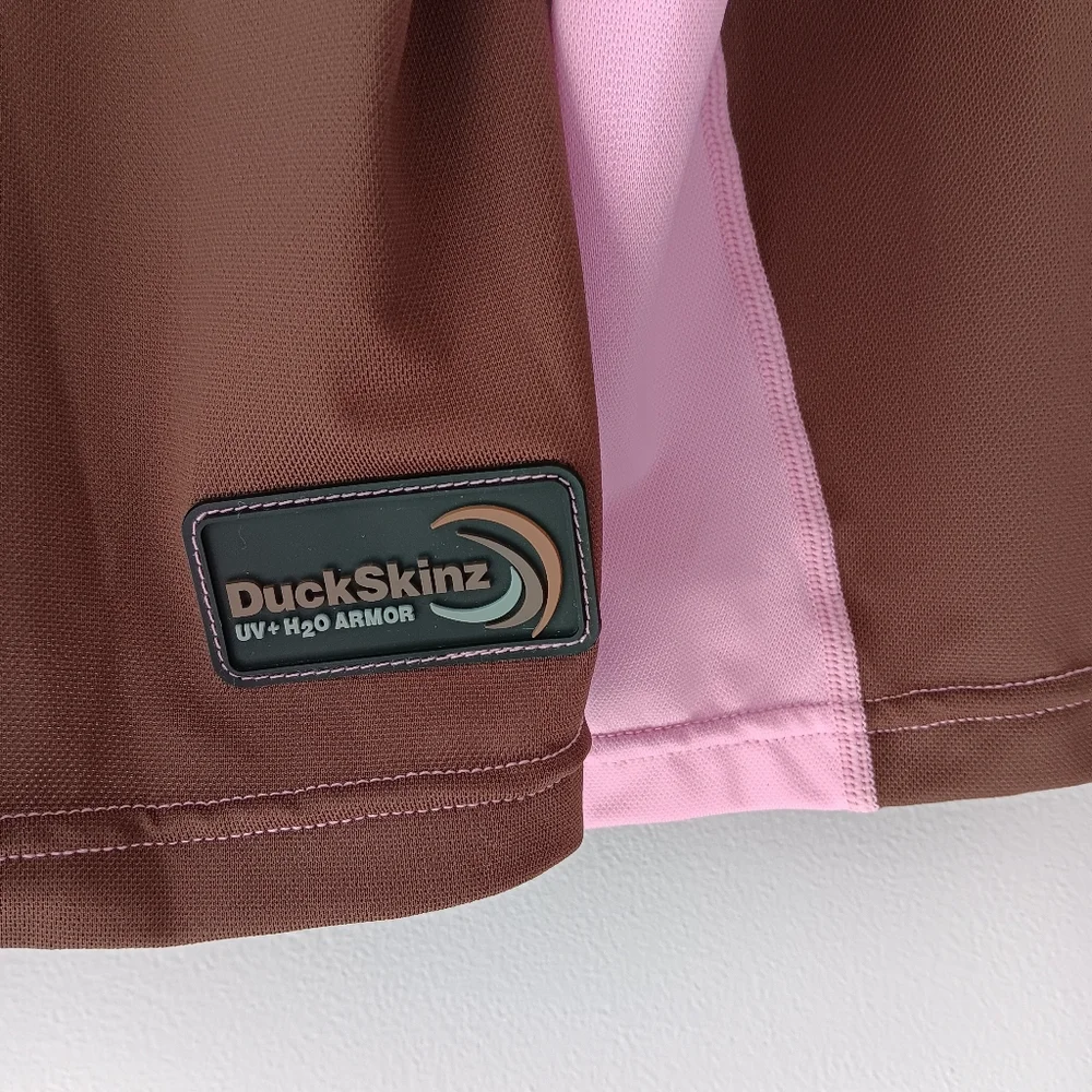 DuckSkinz UV & H2O Armor Long-Sleeved Full ZIp Jacket Brown Pink Medium